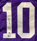 Fran Tarkenton Minnesota Signed Purple Football Jersey BAS