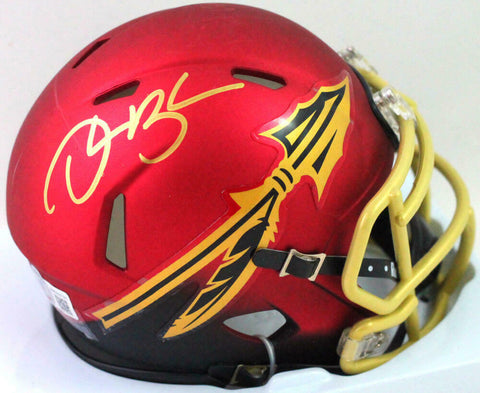 Derrick Brooks Autographed Florida State Garnet Mini Helmet- Beckett W *Gold