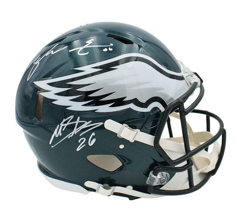 Miles Sanders and Zach Ertz Signed Philadelphia Eagles Speed Authentic Helmet