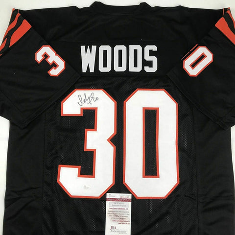 Autographed/Signed ICKEY WOODS Cincinnati Black Football Jersey JSA COA Auto