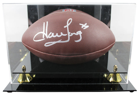 Raiders Howie Long Signed Wilson Replica Duke Football W/ Case BAS Witnessed