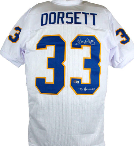 Tony Dorsett Autographed White College Style Jersey w/Heisman-Beckett W Holo