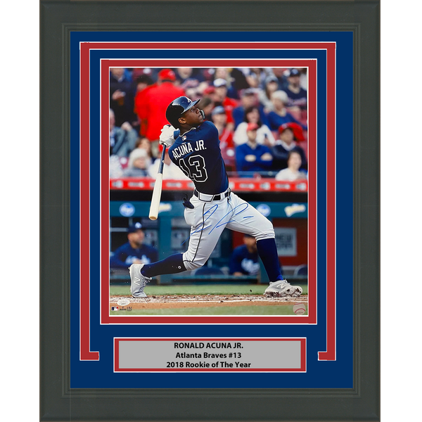 Framed Autographed/Signed Ronald Acuna Jr. Atlanta Braves 16x20 Photo JSA COA #1