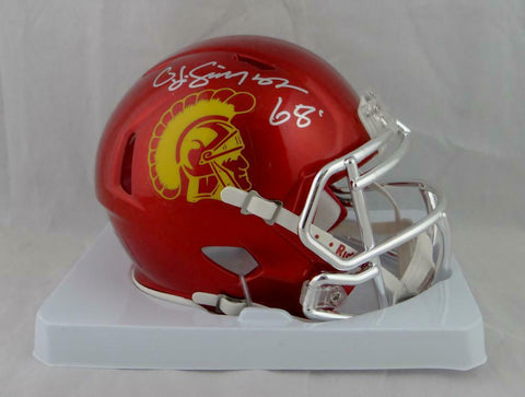 O. J. Simpson Signed USC Trojans Chrome Speed Mini Helmet - JSA W Auth *Silver