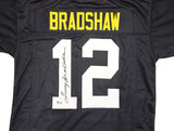 STEELERS TERRY BRADSHAW AUTOGRAPHED SIGNED BLACK JERSEY BECKETT WITNESS 230649