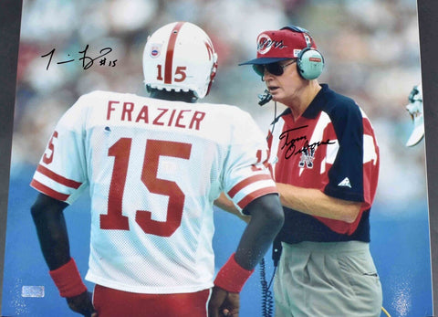 TOM OSBORNE & TOMMIE FRAZIER AUTOGRAPHED NEBRASKA CORNHUSKERS 16x20 PHOTO COA