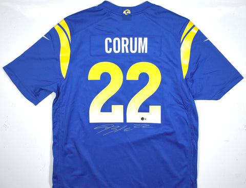 Blake Corum Autographed Rams Nike Blue Game Jersey - Beckett W Hologram *Silver