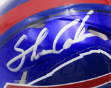 Shane Conlan Autographed Blue Mini FLASH Speed Football Helmet Bills JSA 168757