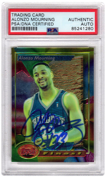 Alonzo Mourning Signed Hornets 1993-94 Topps Finest Card #201 (PSA Encapsulated)