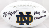 Kyle Hamilton Signed Notre Dame Logo Football w/Play Like a Champion-BAW Holo