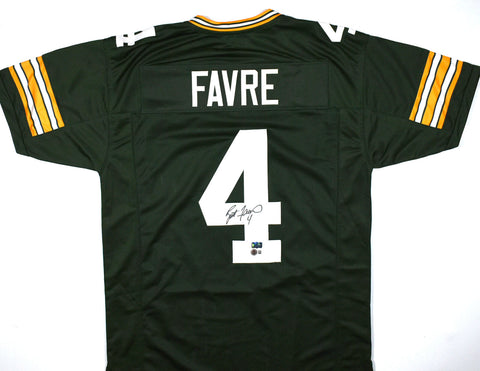 Brett Favre Autographed Green Pro Style Jersey - Beckett W Hologram *Black