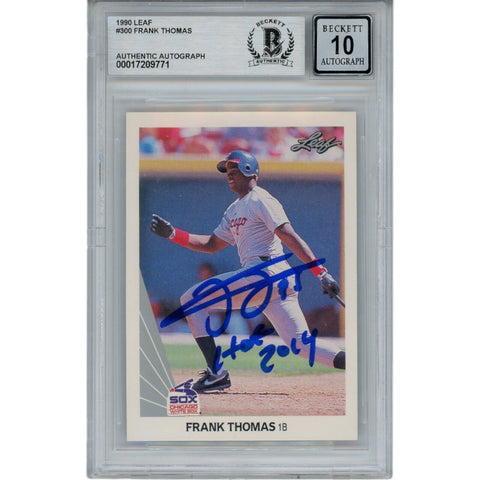 Frank Thomas Autographed/Signed 1990 Leaf HOF Slabbed Trading Card Beckett 48950