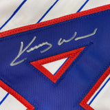 Framed Autographed/Signed Kerry Wood 33x42 Pinstripe Jersey PSA/DNA COA