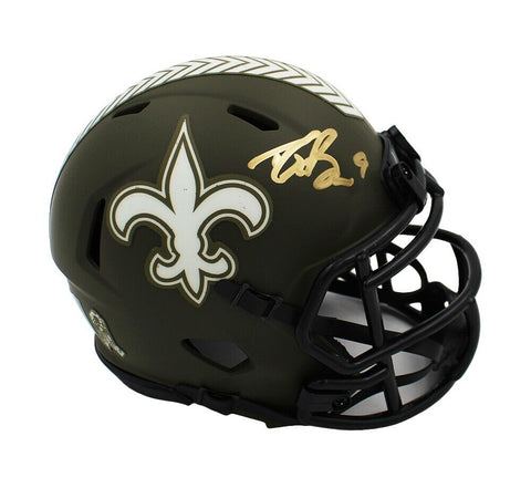 Drew Brees Signed New Orleans Saints Speed Salute to Service NFL Mini Helmet