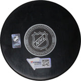 Phillipp Kurashev Autographed Chicago Blackhawks Hockey Puck NHL Debut FAN 46927