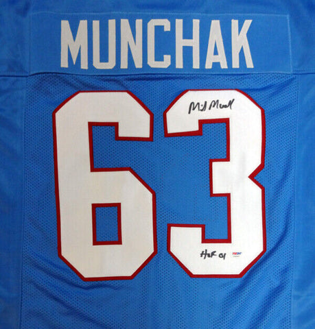 HOUSTON OILERS MIKE MUNCHAK AUTOGRAPHED BLUE JERSEY "HOF 2001" PSA/DNA 99428