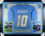 JUSTIN HERBERT (Chargers blue SKYLINE) Signed Autographed Framed Jersey Beckett