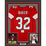 FRAMED Autographed/Signed BUDDA BAKER 33x42 Arizona Red Jersey Beckett BAS COA