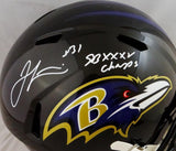 Jamal Lewis Signed Baltimore Ravens F/S Speed Helmet w/ SB Champs- Beckett Auth