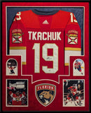 SUEDE FRAMED FLORIDA PANTHERS MATTHEW TKACHUK AUTOGRAPHED SIGNED JERSEY PSA COA