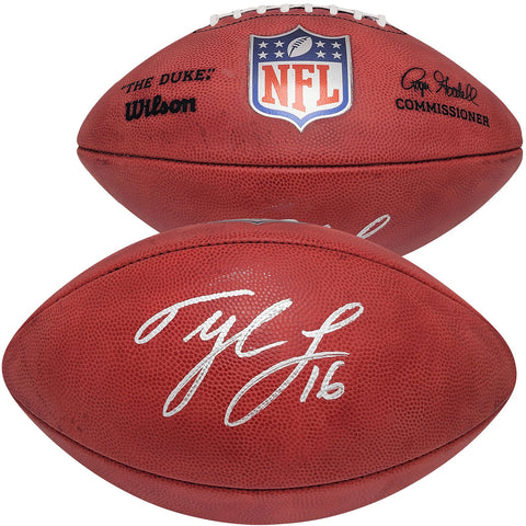 TYLER LOCKETT AUTOGRAPHED NFL LEATHER COLOR SHIELD FOOTBALL SEAHAWKS MCS 209206