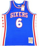 76ERS JULIUS DR. J ERVING AUTOGRAPHED MITCHELL & NESS JERSEY XL BECKETT 230253