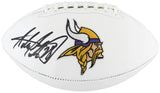 Vikings Adrian Peterson Signed White Panel Logo Football W/ Case BAS Witnessed