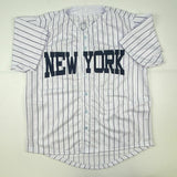 Autographed/Signed WHITEY FORD New York Pinstripe Baseball Jersey PSA/DNA COA #3