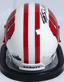 JJ Watt Autographed Badgers White Schutt Mini Helmet- JSA W Auth