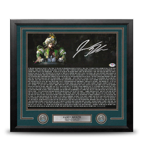 Jason Kelce SB Speech Text Philadelphia Eagles Autographed 11x14 Photo PSA COA