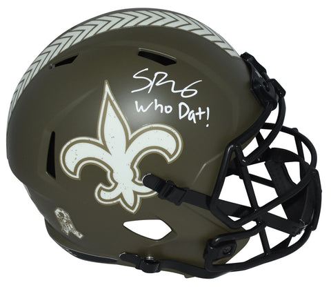 SPENCER RATTLER SIGNED NEW ORLEANS SAINTS SALUTE TO SERVICE FULL SIZE HELMET BAS