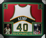 SHAWN KEMP (Sonics white SKYLINE) Signed Autographed Framed Jersey JSA