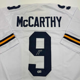 Autographed/Signed J.J. JJ McCarthy Michigan White Football Jersey Beckett COA