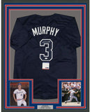 Framed Autographed/Signed Dale Murphy 33x42 Atlanta Dark Blue Jersey PSA/DNA COA