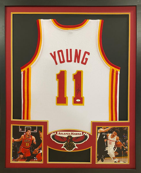 Trae Young Autographed Signed Framed Atlanta Hawks White Jersey JSA