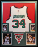 FRAMED MILWAUKEE BUCKS GIANNIS ANTETOKOUNMPO AUTOGRAPHED SIGNED JERSEY JSA COA