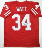 Derek Watt Autographed Red College Style Jersey -JSA W Auth *4