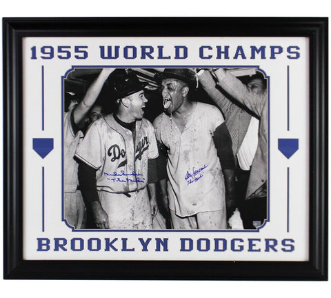 Duke Snider and Don Newcombe Signed Brooklyn Dodgers Framed 16x20 Photo w- Insc