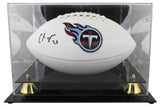 Titans Chris Johnson Signed Rawlings White Panel Football W/ Case BAS Witnessed