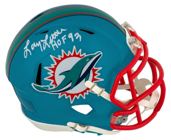 Larry Little Signed Dolphins FLASH Riddell Mini Helmet W/HOF'93 - (SCHWARTZ COA)