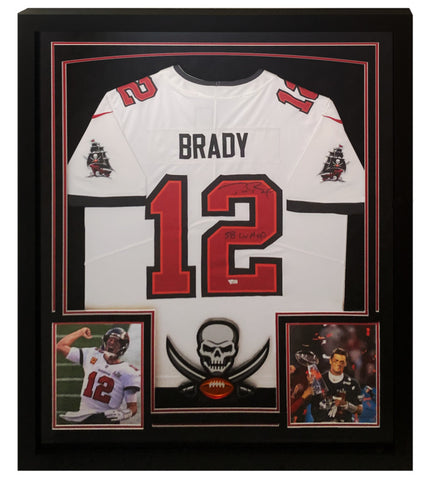 Tom Brady Autographed "SB LV MVP" Buccaneers Framed Nike White Jersey Fanatics