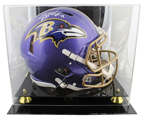 Ravens Ray Lewis "HOF 18" Signed Flash F/S Speed Proline Helmet W/ Case BAS Wit