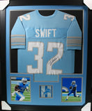 D'ANDRE SWIFT (Lions blue TOWER) Signed Autographed Framed Jersey JSA