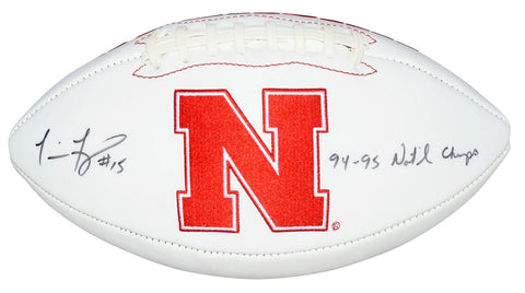 TOMMIE FRAZIER SIGNED NEBRASKA CORNHUSKERS LOGO FOOTBALL W/ 94 95 NATL CHAMPS