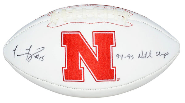 TOMMIE FRAZIER SIGNED NEBRASKA CORNHUSKERS LOGO FOOTBALL W/ 94 95 NATL CHAMPS