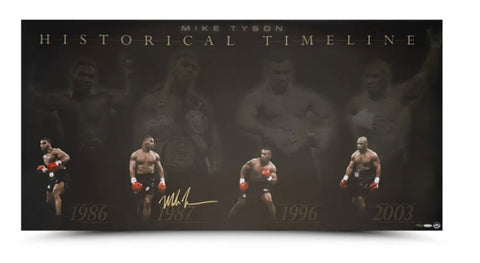 Mike Tyson Autographed "Historical Timeline" 48x24 Photo UDA LE 75