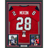 Framed Autographed/Signed Joe Mixon 35x39 Houston Red Jersey JSA COA