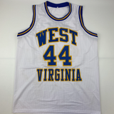 Autographed/Signed Jerry West West Virginia White College Jersey JSA COA