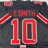 Autographed/Signed Troy Smith Heisman 06 Ohio State Black College Jersey JSA COA