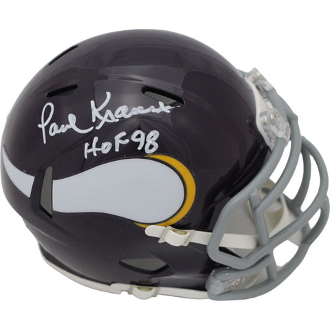 Paul Krause Signed Minnesota Vikings TB Mini Helmet HOF BAS 44424